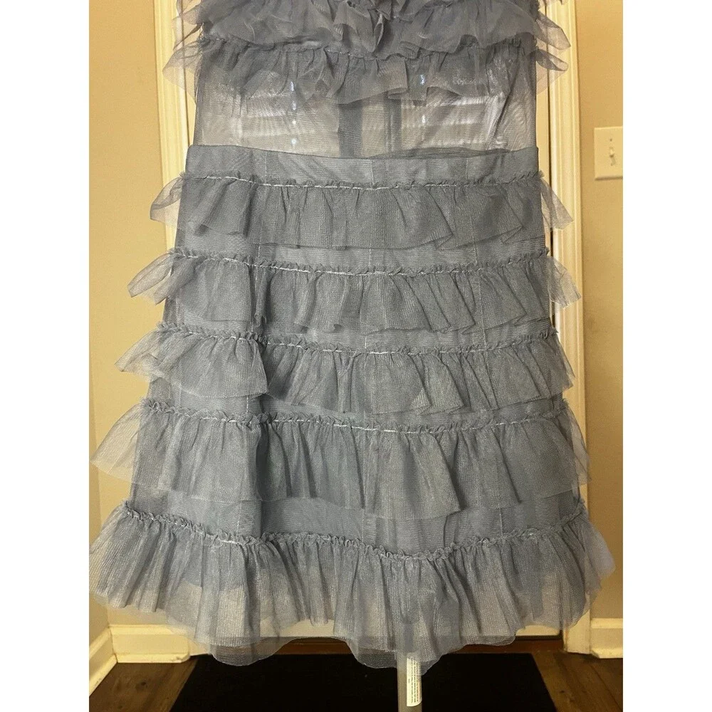 GEORGIA MINI DRESS - SMOKY BLUE- VELVI- Xsmall - Picture 7 of 14